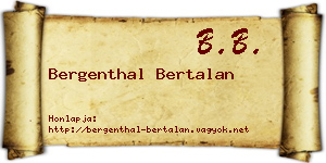 Bergenthal Bertalan névjegykártya